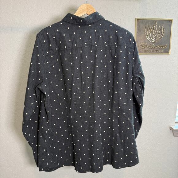 Women's Eddie Bauer Dark Grey with White Polka Dots Flannel Shirt Size XL NEW - Picture 7 of 10